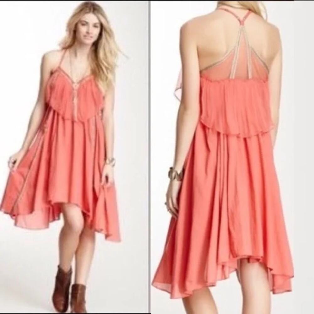 Free People Enchanted Evening Boho Beaded Embroidered Fairy Ethereal Dress XS